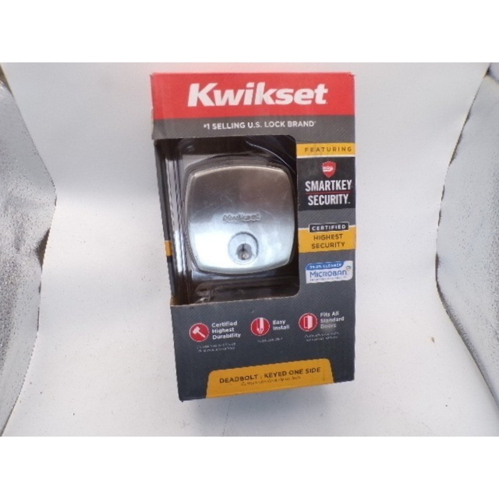 Kwikset SmartKey Single Cylinder Deadbolt Satin Nickel‎ Microban Security Lock